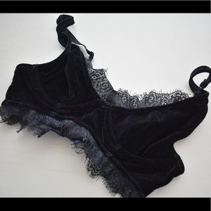 Free People Velvet Lace Black Bralette 32A